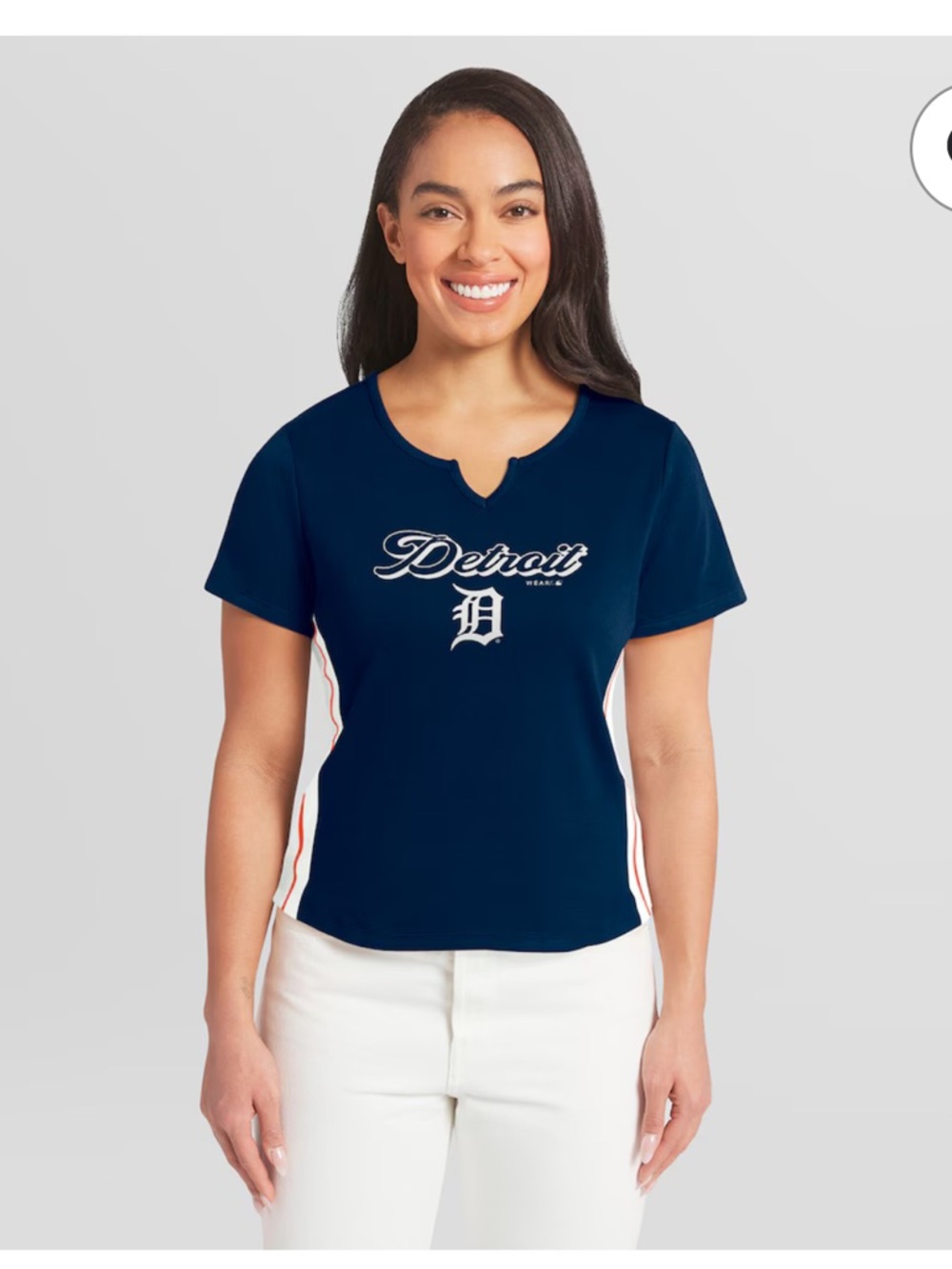 NWT WEAR by Erin Andrews Detroit Tigers Navy Notch Crop Top Size Medium